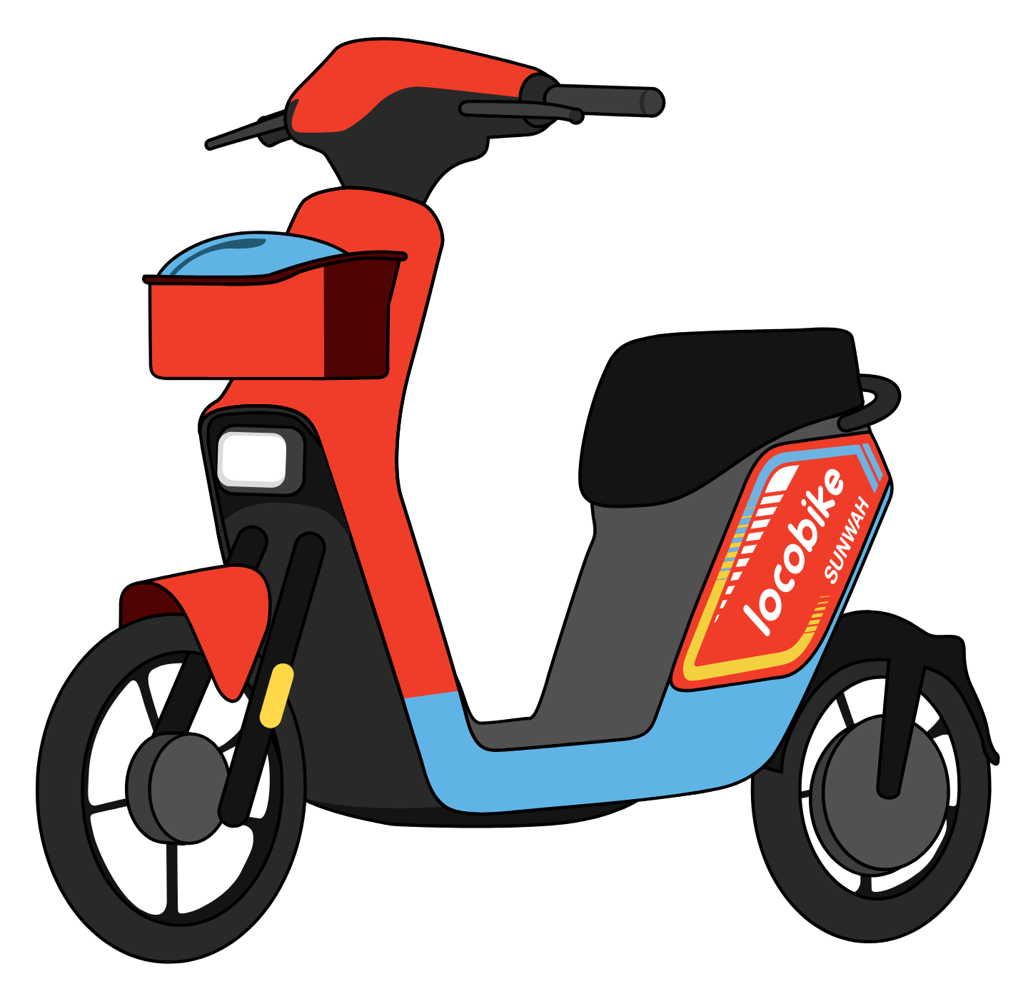Sunwah Loco red shared e-moped illustration